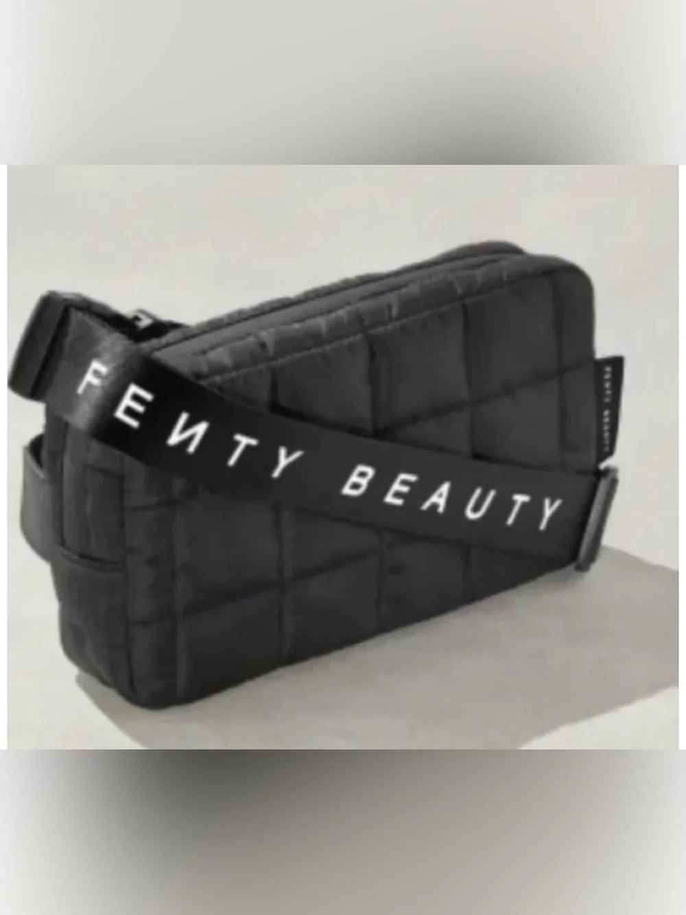 Fenty Beauty Quilted Black Cosmetic Pouch with Branded Strap